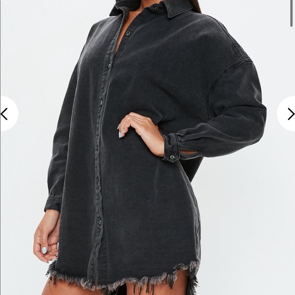 Missguided black oversized denim shirt dress - NEW - Picture 4 of 6